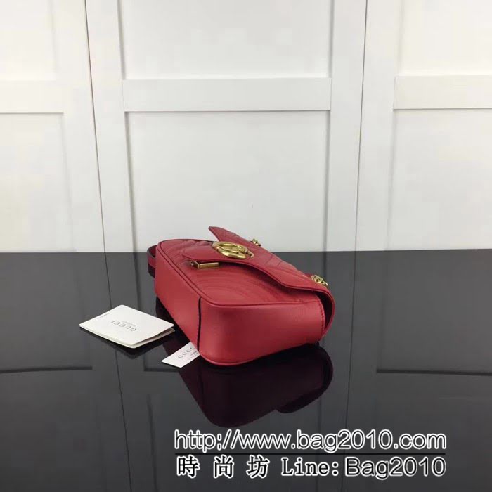 GUCCI古馳原單 新款專櫃品質原單貨實物實拍446744 大紅色鏈條單肩斜挎包 HY1085